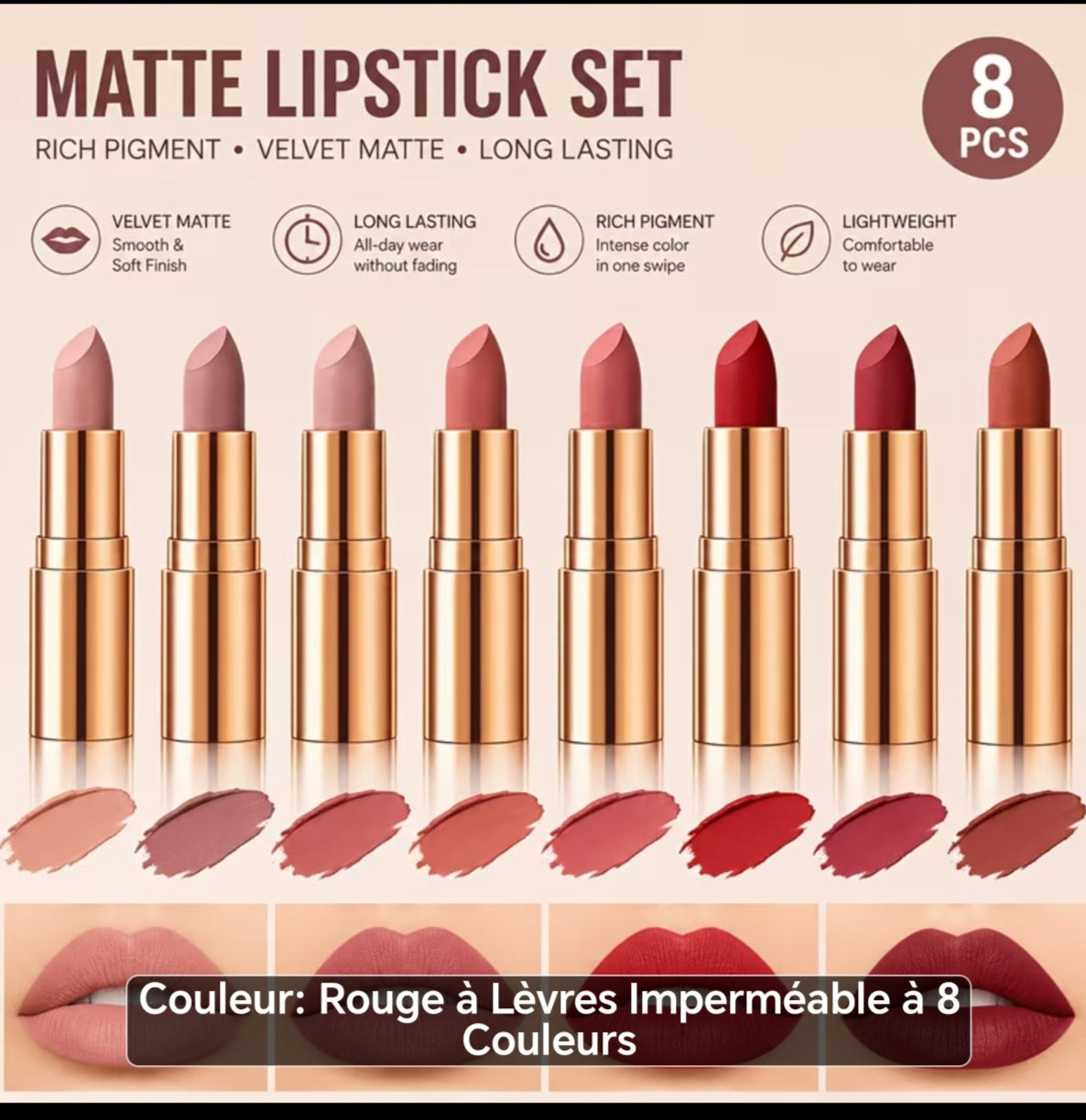 Rouge à lèvres mats plusieurs coloris