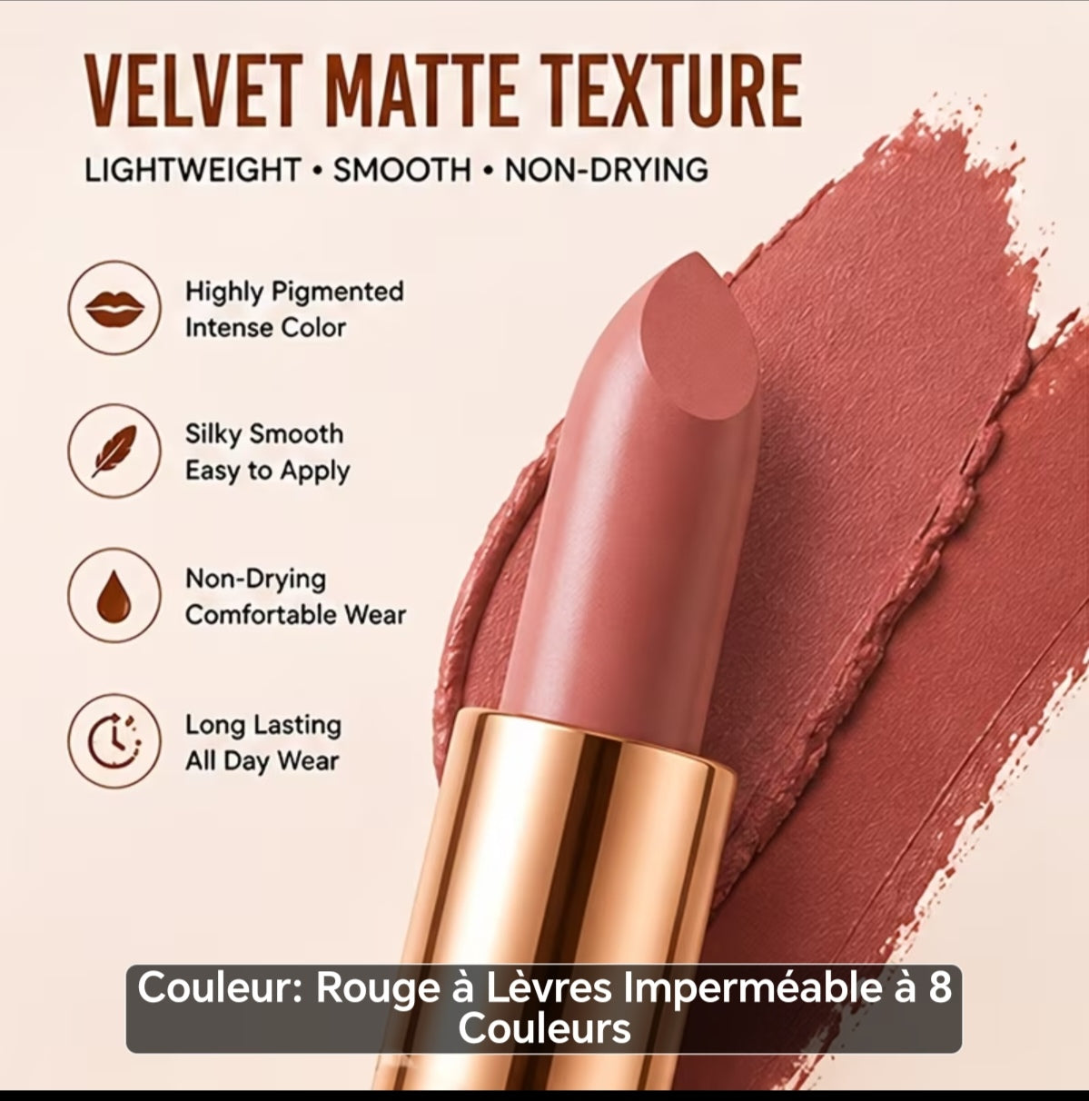 Rouge à lèvres mats plusieurs coloris