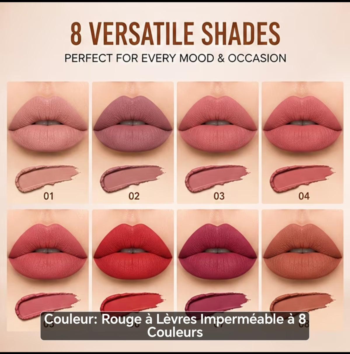 Rouge à lèvres mats plusieurs coloris